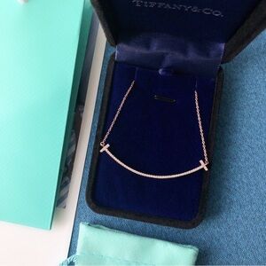 Tiffany & Co. Rose Gold Pavé Curved Bar Necklace
